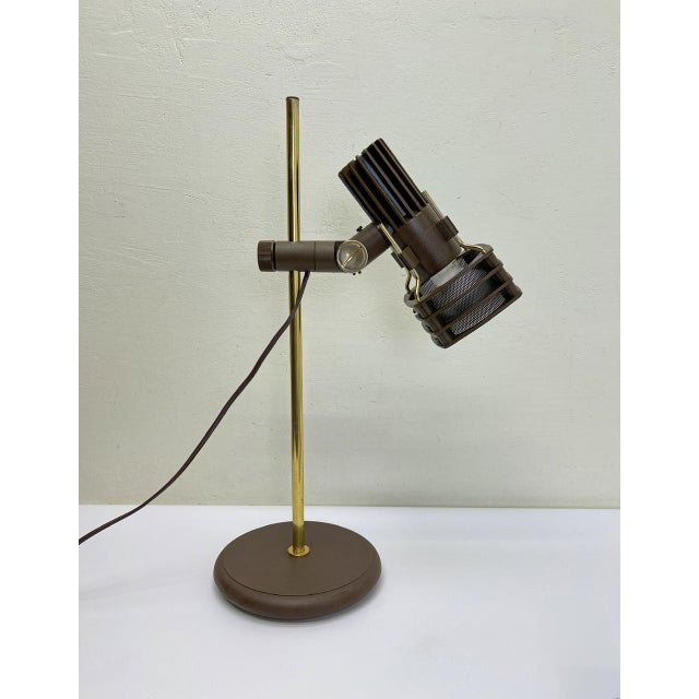 Brass and Brown Acrylic Table Lamp from Hustadt, 1970s For Sale - Image 15 of 15
