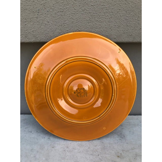 Mid-Century Modern French Orange Majolica Oyster Plate Proceram, Circa 1950 For Sale - Image 3 of 8