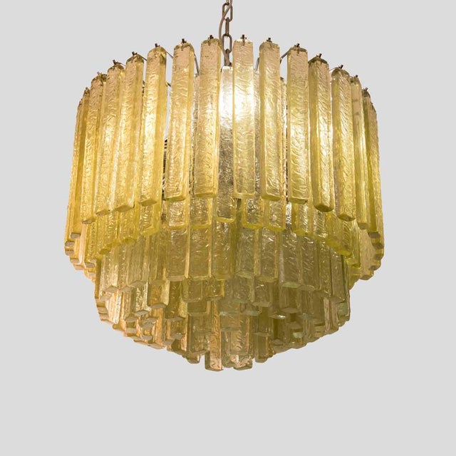 Olive Green Martellate Murano Glass Rod Pendant Light from Venini, 1960s For Sale - Image 11 of 11