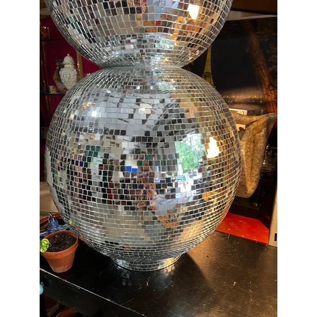 Up for consideration is a beautiful vintage oversized disco ball snowman sculpture. This would look lovely in your home,...