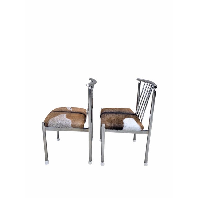 MCM B. Brody Chrome Spindle Back Side Chairs Newly Reupholstered – Pair For Sale In Chicago - Image 6 of 12