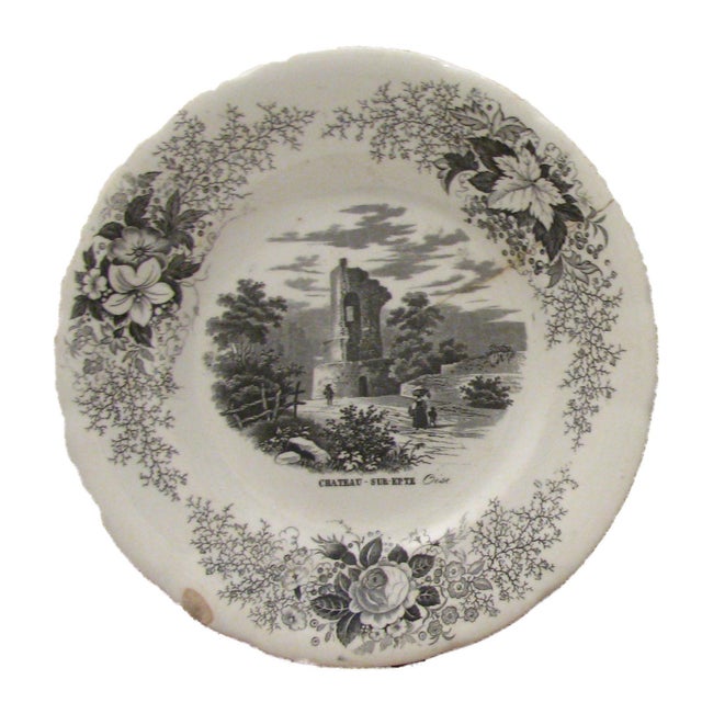 French Black & White Transferware Plates a Pair Chairish