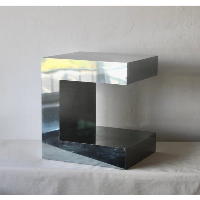 1970s Paul Evans Style Chrome Cantilevered Side Table Night Stand Vintage For Sale - Image 10 of 17