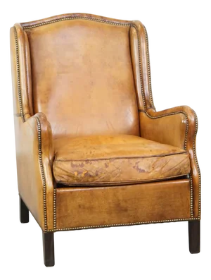 Vintage Cognac-Colored Sheep Leather Armchair
