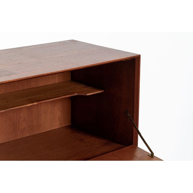 Wood Mid-Century Danish Modern Teak Secretary Desk or Bar Cabinet Made in Denmark 1960s For Sale - Image 7 of 17