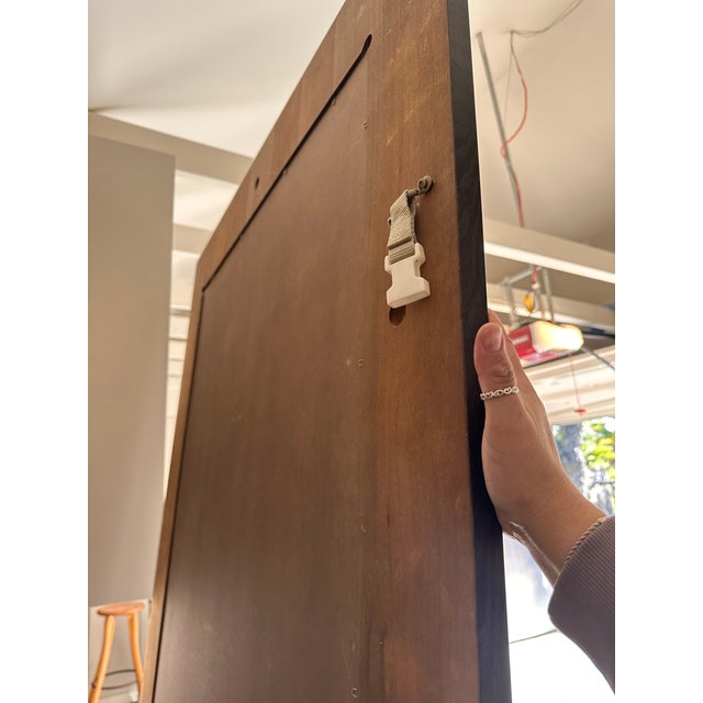 Glass Full Length Mid Modern Minimal Mirror Dark Chocolate Brown Wenge Wood For Sale - Image 7 of 8