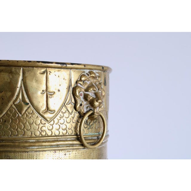 Metal Antique Medieval Brass Umbrella Holder, 1920s For Sale - Image 7 of 10