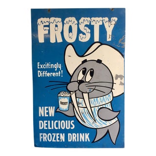 Vintage Frosty Beverage Advertising Sign For Sale
