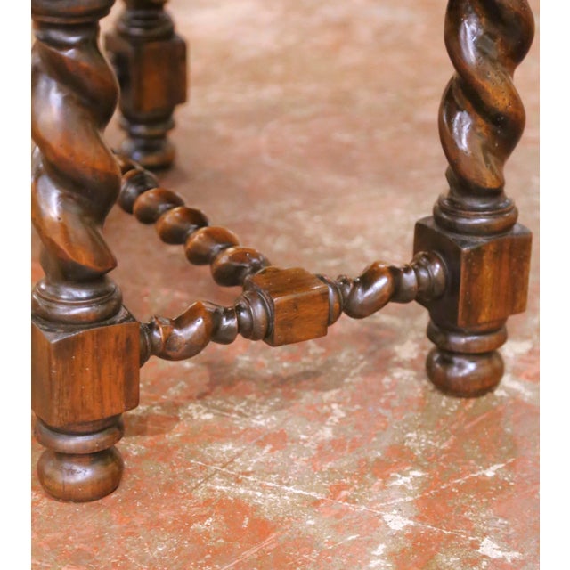 19th Century English Leather Suitcase on Walnut Stand Side Table For Sale - Image 9 of 13