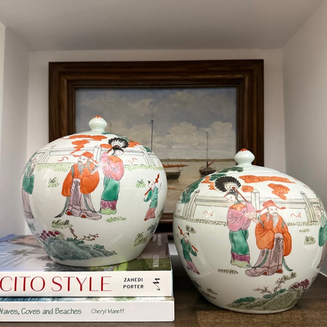 1970s Pair of Vintage Chinese Melon Jars For Sale - Image 5 of 7