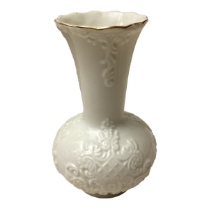 Vintage White Porcelain Vase With Gold Rim Style After Formalities