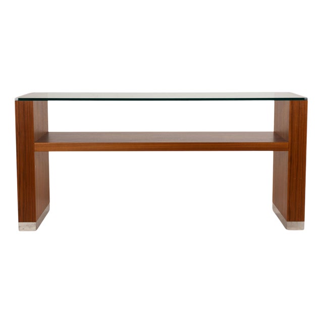 Glass and Brown Wood Sideboard by Petro Constantini For Sale