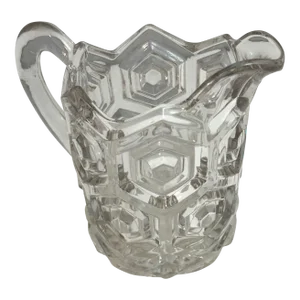 Antique Eapg Dalzell Gilmore & Leighton Small Glass Pitcher Bullseye Pattern