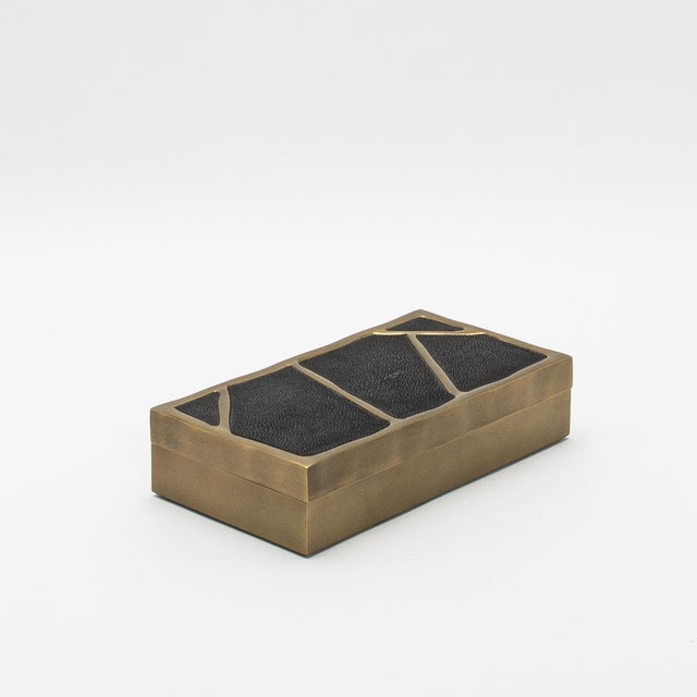 Mid-Century Modern Modern Box in Black Shagreen With Bronze Patina Brass by R&y Augousti For Sale - Image 3 of 9