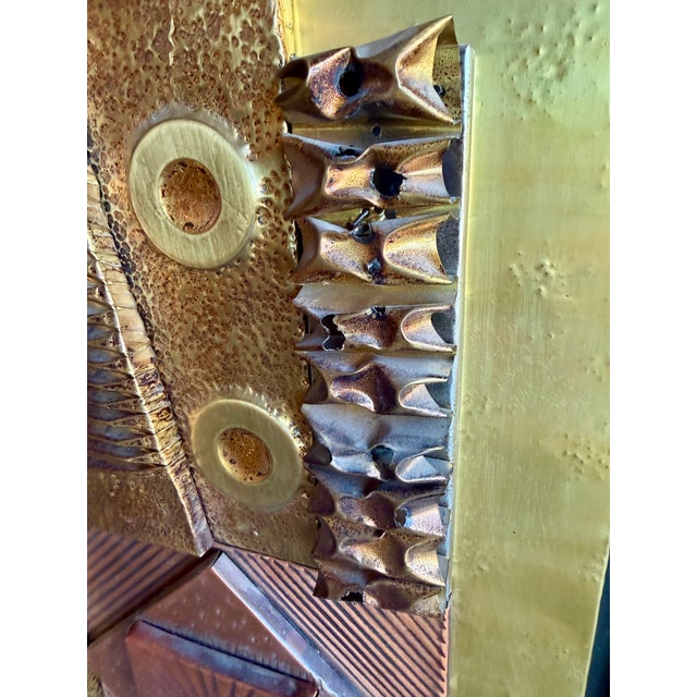 Vintage 1970s Stephen Chun Brutalist Mixed Metal Wall Sculpture Mid Century Modern For Sale - Image 11 of 18