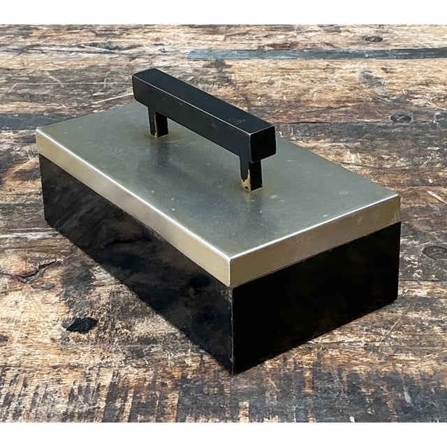 Late 20th Century Vintage Metal and Wood Lidded Box For Sale - Image 5 of 12