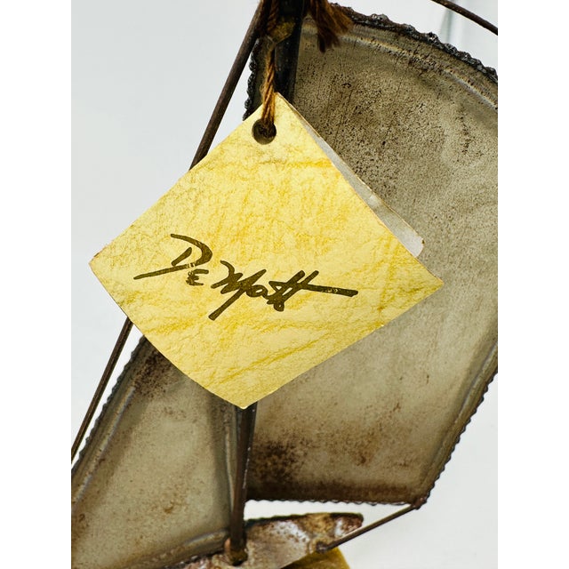 1970s Brutalist Metal Sailboat Sculpture on Onyx Base by DeMott - Set With Original Tag For Sale - Image 10 of 16
