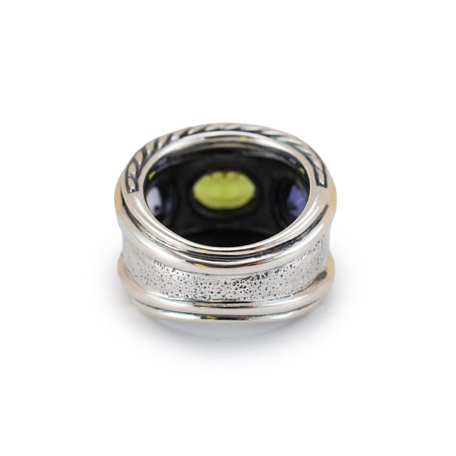 Metal David Yurman 925 Silver 14k Yellow Gold Renaissance 3 Stone Cocktail Ring, Size 6 For Sale - Image 7 of 9