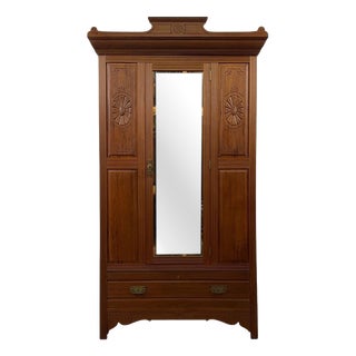 Early 20th Century Antique Edwardian Walnut Wardrobe For Sale