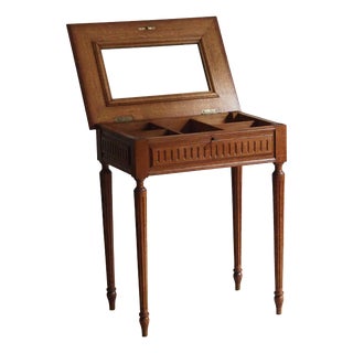 Louis XVI Style Side Table with Mirror and Compartments in Oak, 1900 For Sale
