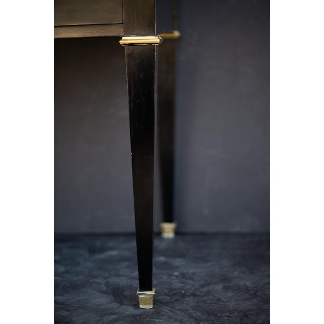 Wood French Louis XVI Ebonized Writing Table or Desk With Embossed Leather Top For Sale - Image 7 of 13