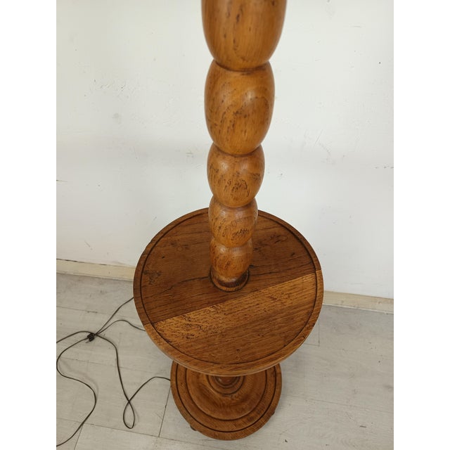Wood Brutalist Oak Floor Lamp by Dudouyt, 1940s For Sale - Image 7 of 15