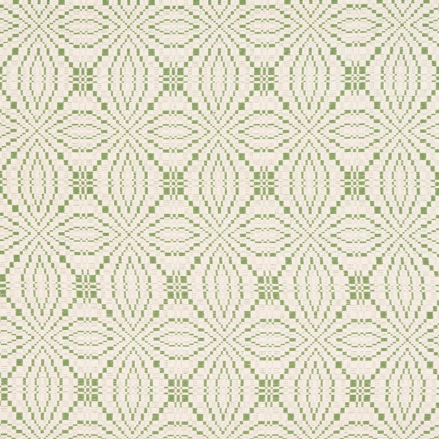 Sample - Schumacher Francestown Coverlet Fabric in Leaf For Sale
