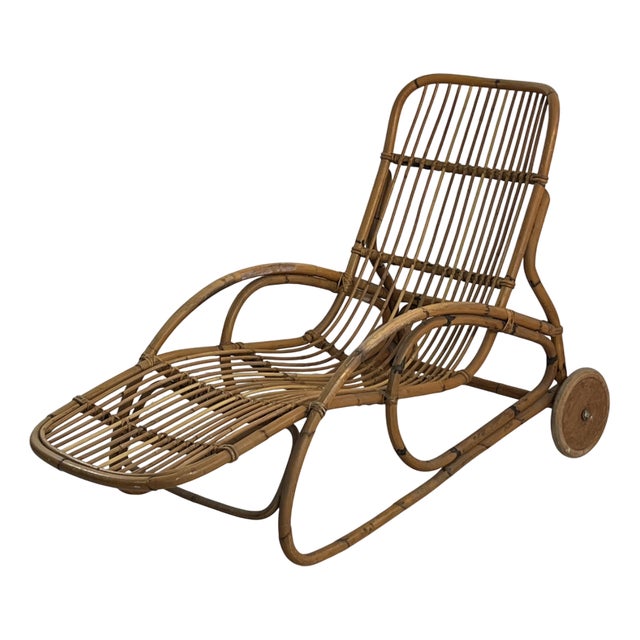 Wicker Chaise Longue in the style of Franco Albini, 1960s For Sale