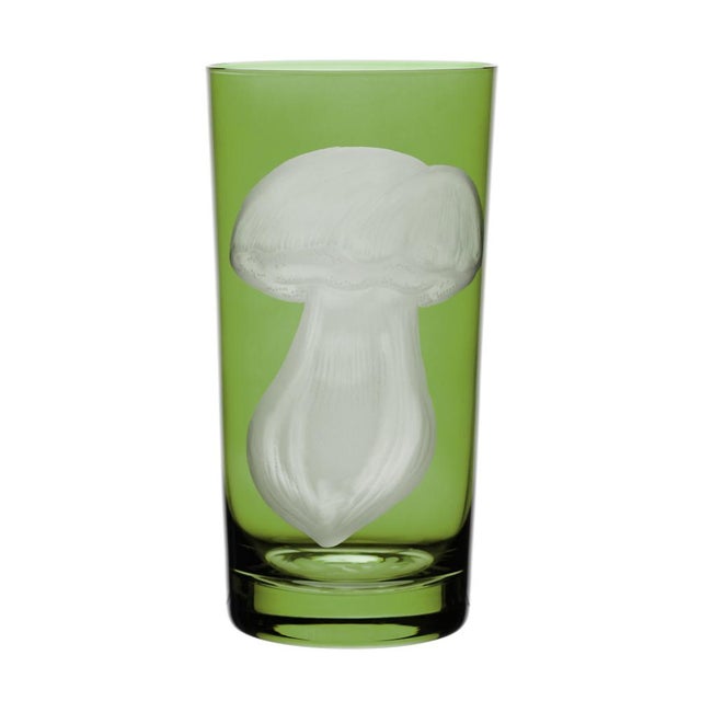 Glass ARTEL Mushrooms Collection Highball in Khaki Green - Set of 6 For Sale - Image 7 of 8