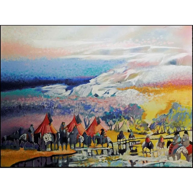 "Red Lodge " Original Limited Edition Serigraph on paper by Earl Biss Hand Signed by the Artist Art size : 43" x 56" Paper...