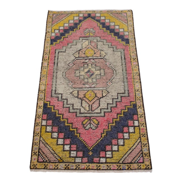 Hand Knotted Door Mat, Entryway Rug, Bath Mat, Kitchen Decor, Small Rug, Turkish Rug - 1′8″ × 3′1″ For Sale