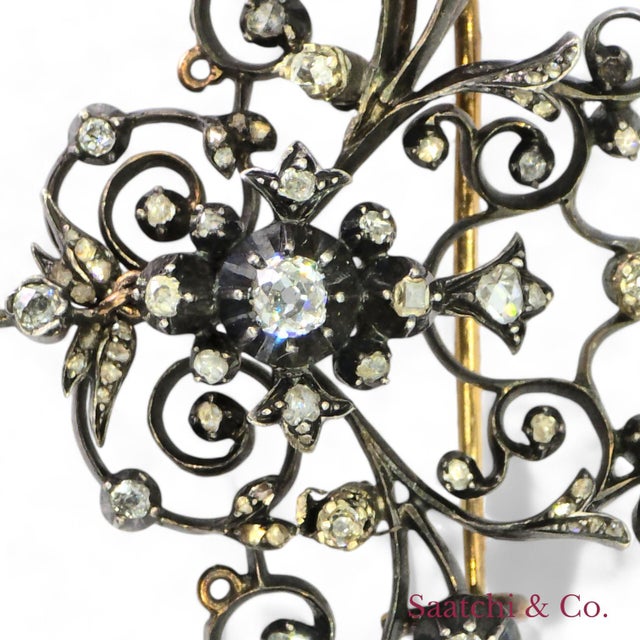 Early 20th Century Early 20th Century Vintage Diamond and 10k Gold Brooch / Pin For Sale - Image 5 of 8