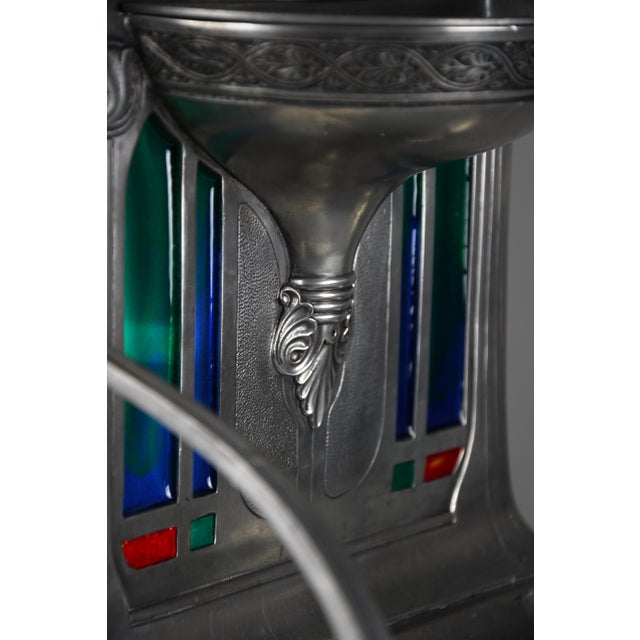 Jugendstil Alpacca Silver-Plated Vanity Mirror with Polychrome Glass Inlays from WMF, 1900s For Sale - Image 13 of 18