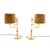 Mid-Century Modern Vintage Brass Table Lamps with Velvet Shades, 1970, Set of 2 For Sale - Image 3 of 8