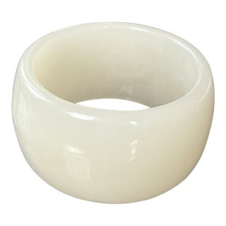 1980s Vintage White Resin Dome Bangle Bracelet For Sale
