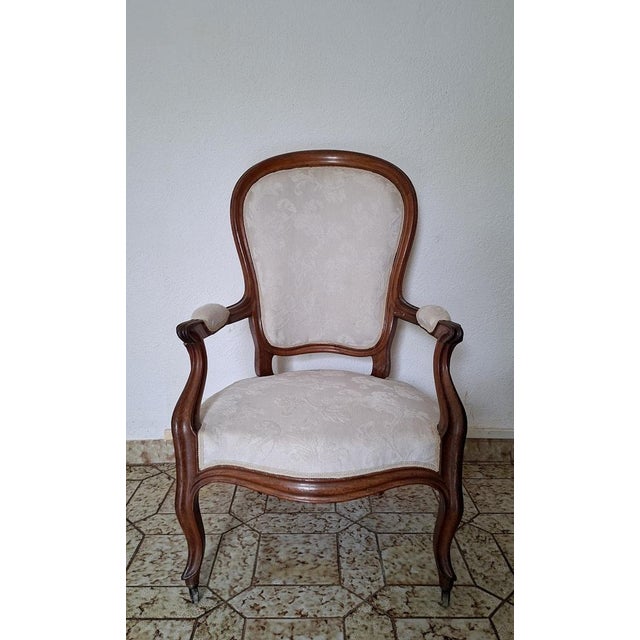 Wood Louis Philippe Cabriolet Armchair in Mahogany, 19th Century For Sale - Image 7 of 8