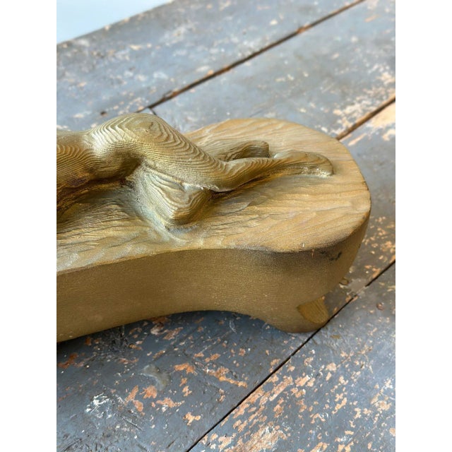 1950s Vintage Gold-Painted Carved Wood Nude in Repose, Circa 1950s For Sale - Image 5 of 12