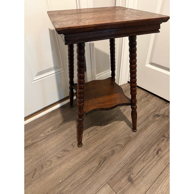 Late 19th Century Antique Victorian Quartersawn Tiger Oak Parlor Table With Barley Twist Legs, Circa 1890s For Sale - Image 5 of 8