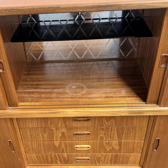 Mid-Century Modern Danish Modern Teak Double Highboard Credenza Built in Bar Cabinet, Circa 1960s For Sale - Image 3 of 10