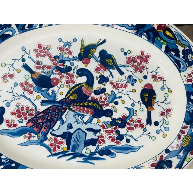 Large Antique Chinoiserie Ceramic Platter For Sale - Image 4 of 6
