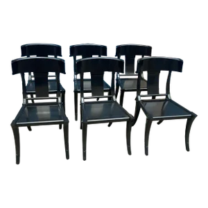 Klismos Style Dining Chairs in Black Finish- Set of 6