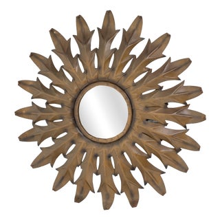 Vintage Sunburst Mirror in Steel, 1950s For Sale
