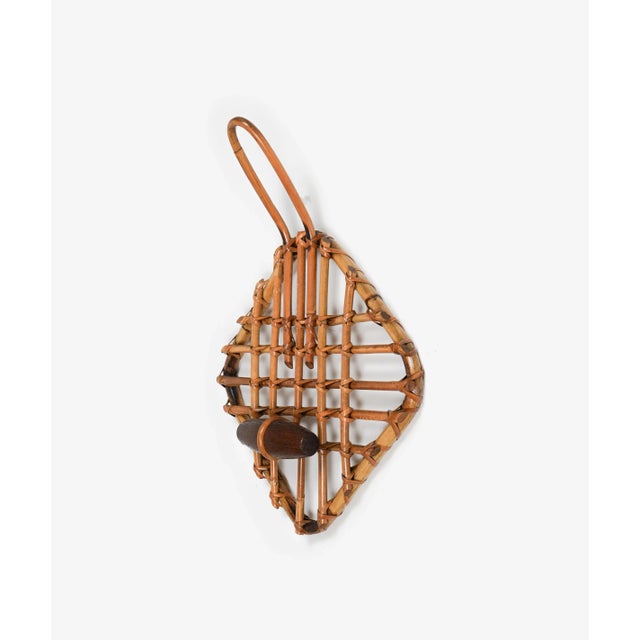 Bamboo & Rattan Coat Rack Stand attributed to Olaf Von Bohr, Italy, 1960s For Sale - Image 3 of 12