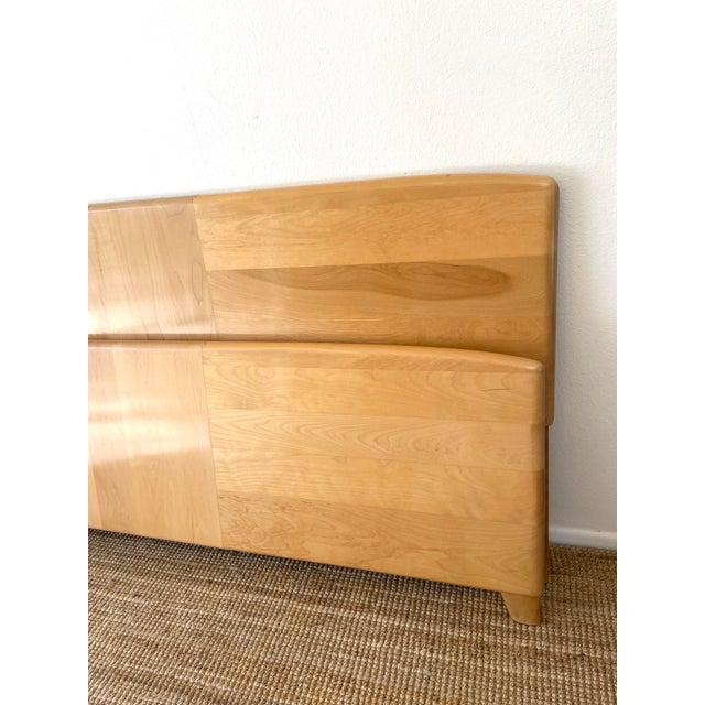 Vintage Heywood Wakefield Style King Bed Frame streamline art deco / mid century modern style made of a light wood, like a...