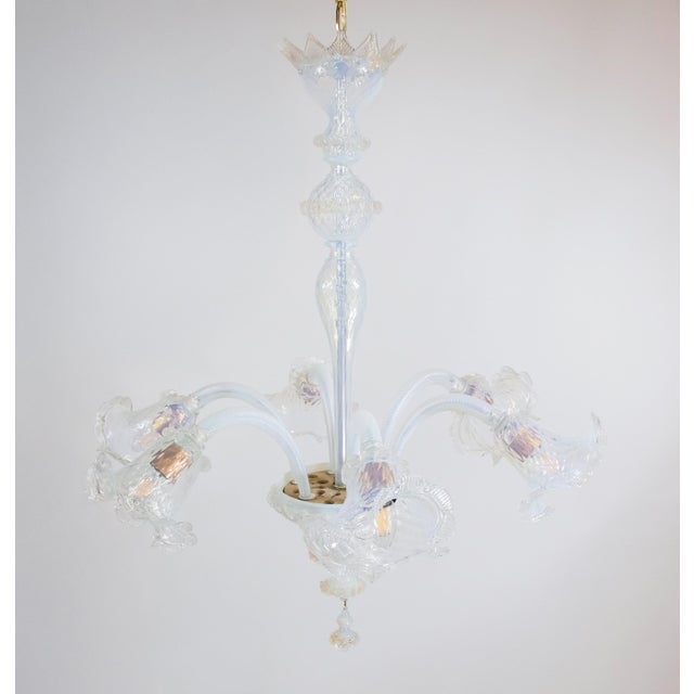 Vintage Ca'Rezzonico Style Gold Infused and Opaline Murano Chandelier For Sale - Image 11 of 17