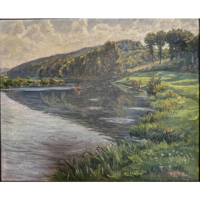 Schocketal with Fulda, Scholz Paul, 56 on the River Kassel, 1937, Oil on Canvas, Framed For Sale - Image 13 of 13