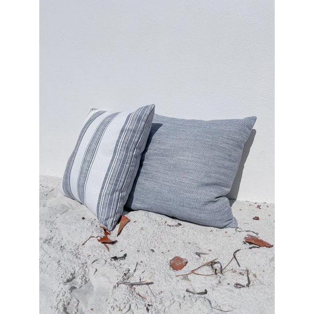 Modern Seaside Smooth 20x20 Indigo Blue Indoor Outdoor Pillow For Sale - Image 3 of 4