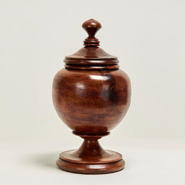 Vintage Turned Wood Lidded Urn For Sale - Image 4 of 10