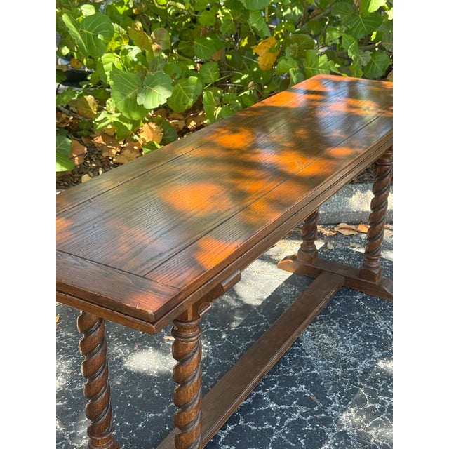 Ethan Allen Vintage Ethan Allen Barley Twist Expandable Console Dining Table For Sale - Image 4 of 12