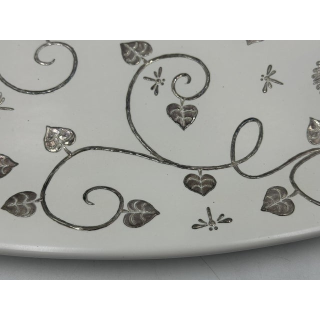 1980s Emilia Castillo Taxco Porcelain & Pure Silver Hummingbird Serving Platter For Sale - Image 12 of 18